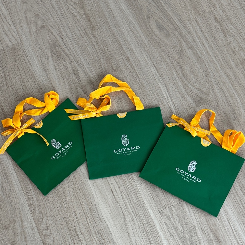 Goyard Green Tote Gift Bags with Yellow Ribbon Handles